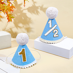 2 gorro de cumpleaños infantil de fieltro de lana de 2 estilos para un año.&nbsp;AJEW-BC0010-36