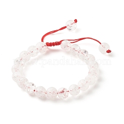 Set aus geflochtenen Perlenarmbändern aus natürlichem Knisterquarz und Lavagestein&nbsp;BJEW-JB07212-04
