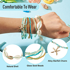 2 sachet de bracelets de cheville d'été en perles de verre de plage&nbsp;AJEW-TA0003-69G