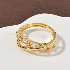 Латунные микро проложить пальцев кольца кубического циркония&nbsp;RJEW-H258-14G