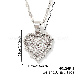 Colliers élégants avec pendentif en forme de cœur en laiton micro pavé et zircone cubique transparente&nbsp;IR4226-1