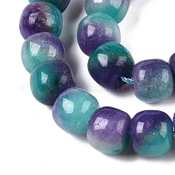 Teñidos naturales blancas abalorios de jade hebras&nbsp;G-T138-D19
