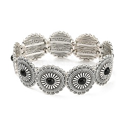 Женские эластичные браслеты из сплава в богемном стиле с цветами и бисером&nbsp;BJEW-H327-02AS