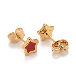 Boucles d'oreilles à tige en acier inoxydable 304 et émail&nbsp;EJEW-B009-10G-02