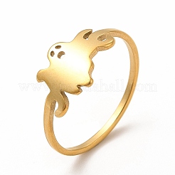 Anillo de dedo fantasma hueco de acero inoxidable 201 para Halloween&nbsp;RJEW-K239-15G