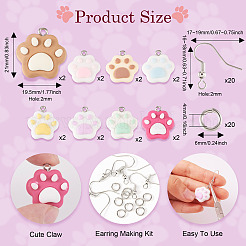 Набор для изготовления висячих серег из смолы с отпечатком кошачьей лапы своими руками&nbsp;DIY-TA0009-51