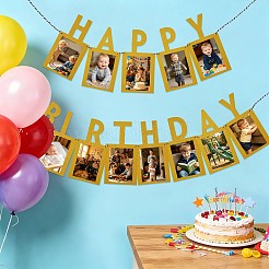 Striscione di carta glitterato con foto di buon compleanno da appendere&nbsp;DIY-FZC0002-04C