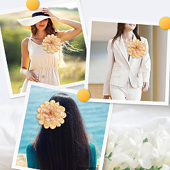 Броши из цветочной ткани со стразами&nbsp;JEWB-WH20009-06P-04