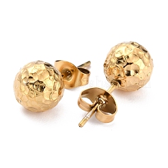 Ионное покрытие (ip) текстурированная круглая бусина 304 нержавеющая сталь серьги-гвоздики фурнитура&nbsp;X-EJEW-O104-01G