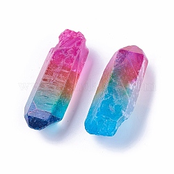 Perle di cristallo di quarzo naturale per elettroplacca, Senza Buco / undrilled, pepite, colorato, 30~75x12~20x4~18mm, circa 32~60pcs/1000g