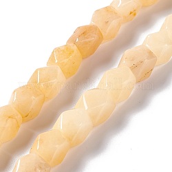 Chapelets de perles en jade topaze naturelle, facette, losange, 10~12x8~10x8~10mm, Trou: 1.2mm, Environ 34 pcs/chapelet, 15.71''~15.98'' (39.9~40.6 cm)