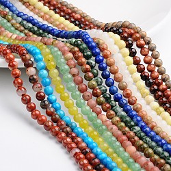 Redondas hebras de perlas mixta de piedras preciosas naturales y sintéticas, 6mm, agujero: 1 mm, aproximamente 63 pcs / cadena, 15.74 pulgada