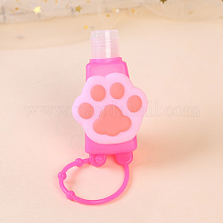 Plastic Hand Sanitizer Bottle with Silicone Cover, Portable Travel Squeeze Bottle Keychain Holder, Paw Print, 10mm