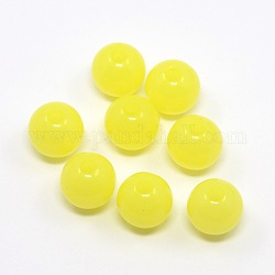 Imitation Jelly Acrylic Beads, Round, Yellow, 10mm, Hole: 2mm, about 938pcs/500g