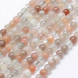 Brins de perles naturelles multi-pierre de lune, ronde, 4~5mm, Trou: 1mm, Environ 99 pcs/chapelet, 15.1 pouce (38.5 cm)