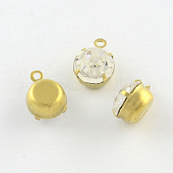 Goldton Messingrhinestone-Charme, Kristall, 6x4x3 mm, Bohrung: 1 mm, 144 Stück / Brutto