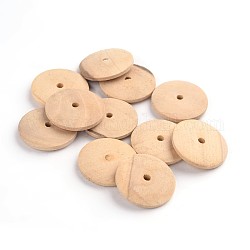 Unfinished Wood Beads, Natural Wooden Beads, Lead Free, Flat Round, Moccasin, 23x4mm, Hole: 2mm