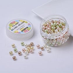 Juegos de microesferas de vidrio de la perla, mezcla de colores pastel, ecológico, redondo, teñido, color mezclado, 8mm, agujero: 0.7~1.1 mm, sobre 200pcs / box.