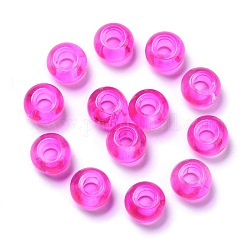 Perles européennes en verre, Perles avec un grand trou   , rondelle, magenta, 15x10mm, Trou: 5mm