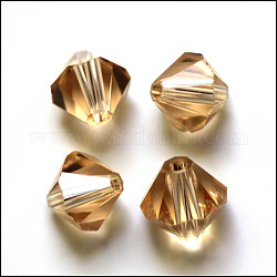 Imitazione branelli di cristallo austriaco, grado aaa, sfaccettato, bicono, goldenrod, 10x9~10mm, Foro: 0.9~1.6 mm