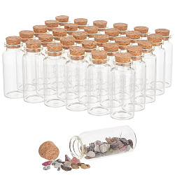30 Uds botella de vidrio, con tapón de corcho, deseando botella, columna, Claro, 3x7.55 cm, diámetro interior: 1.65 cm