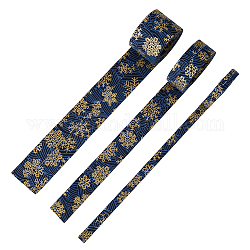 Superfindings 6m 3 tamaños cintas navideñas azul marino cinta de poliéster impresa de doble cara plana con estampado en caliente patrón de copo de nieve adorno de encaje cinta para envolver decoraciones de prendas para hacer lazos