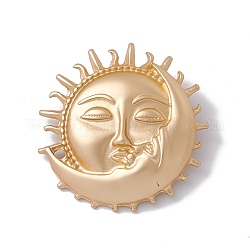 Pin de solapa de aleación de luna y sol, insignia creativa para ropa de mochila, color dorado mate, 47.5x46.5x7.5mm