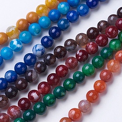 Filo di perline di agata naturale, tinti e riscaldato, grado a, tondo, colore misto, 8~8.5mm, Foro: 1.2 mm, circa 48pcs/filo, 15.1 pollice (38.5 cm)