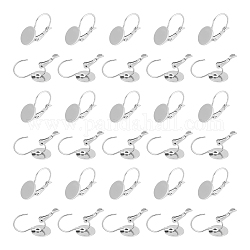 Unicraftale 40 Stück, 304 Edelstahl-Ohrringe, flach, rund, blanko, Cabochons, Ohrring-Lünette, Tablett, Kreolen-Ohrring-Zubehör für Ohrhänger, Ohrhänger, Schmuckherstellung