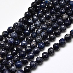 Natural Imperial Jasper Round Bead Strands, Dyed, Marine Blue, 8mm, Hole: 1mm, about 49pcs/strand, 15.4inch
