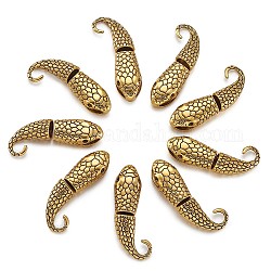 Crochet en alliage de style tibétain et fermoirs serpent à tête, pour la fabrication de bracelets en cuir, Or antique, fermoirs: 23x12x9 mm, Trou: 8x4mm, s-crochet: 24x16x9mm, Trou: 6.5mm