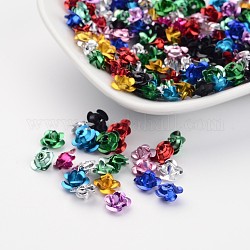 Mixed Color Aluminum Rose Flower Tiny Metal Beads, about 6mm wide, 4.5mm high, hole: 1mm