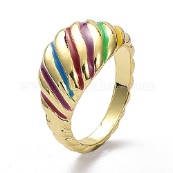 Los anillos de dedo esmalte de la aleación, la luz de oro, textura, colorido, 3~11.5mm, nosotros tamaño 7 1/4 (17.5 mm)