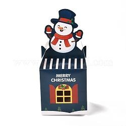 Scatole regalo pieghevoli in carta a tema natalizio, per regali caramelle biscotti incarto, grigio ardesia scuro, modello di pupazzo di neve, 8.5x8.5x19cm