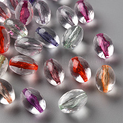 Perles en acrylique transparente, ovale, facette, couleur mixte, 14x9.5mm, Trou: 1.6mm, environ 606 pcs/500 g
