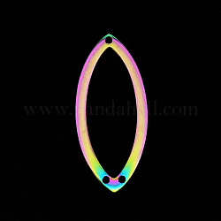 201 Stainless Steel Chandelier Components Links, Oval, Laser Cut, Rainbow Color, 24.5x11x1mm, Hole: 1mm