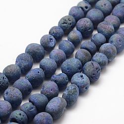 Galvani natürlichem Quarz-Kristall-Perlen Stränge, druzy Druse Kristall, Runde, marineblau, 10~13 mm, Bohrung: 1 mm, ca. 34~36 Stk. / Strang, 15.3 Zoll