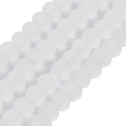 Transparent Glass Beads Strands, Faceted, Frosted, Rondelle, WhiteSmoke, 4mm, Hole: 1mm