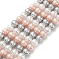 Chapelets de perles en coquille, Grade a, ronde, couleur mixte, 8mm, Trou: 1mm, Environ 49~52 pcs/chapelet, 16 pouce