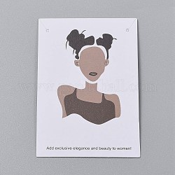 Karton Schmuck-Display-Karten, zum Aufhängen von Ohrringen und Halsketten, Rechteck, Frauen Muster, Kamel, 9x6x0.05 cm, Loch: 0.2 cm