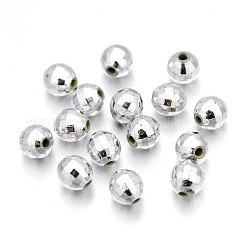 Perles acryliques facettes, ronde, couleur argentée, environ 6 mm de large, Longueur 6mm, Trou: 1mm, environ 5000 pcs/500 g