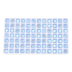 Cabochons de strass en verre, accessoires nail art de décoration, facette, carrée, bleuet, 8x8x4.5mm
