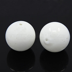 Handmade Porcelain Beads, Round Blown Beads, White, 40mm, Hole: 1mm