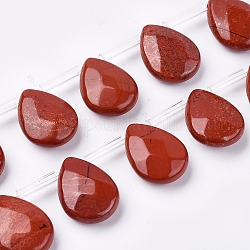 Natürliche rote Jaspis Perlen Stränge, oben gebohrte Perlen, facettiert, Träne, 15~16x12~12.5x5 mm, Bohrung: 0.6 mm, ca. 25 Stk. / Strang, 15.55 Zoll (39.5 cm)
