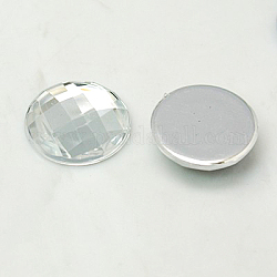 Cabochons à dos plat de strass d'imitation acrylique de Taiwan, facette, demi-rond / dôme, clair, 20x5mm, 200 pcs /sachet 