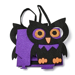 Sacs de bonbons d'halloween en feutre de hibou avec poignées, sac cadeau de friandises d'halloween cotillons pour les enfants, violet, 24.8 cm, sac: 17x15x7.3cm