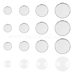 Unicraftale DIY 304 Stainless Steel Cabochon Making Kits, include Lace Edge Bezel Cups, Cabochon Settings, with Transparent Glass Cabochons, Stainless Steel Color, Cabochon Settings: 13.5~26x3.5~4.5mm, 40pcs/box