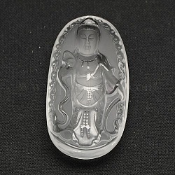 Synthetical Crystal Avalokitesvara Cameo Big Pendants, Clear, 56x31x14mm, Hole: 1mm
