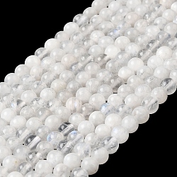 Brins de perles rondes en pierre de lune arc-en-ciel nature, Grade a, 4~4.5mm, Trou: 1mm, Environ 98 pcs/chapelet, 15 pouce