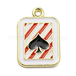 Alloy Enamel Pendants, Golden, Rectangle with Playing Card Charm, Spades, 20x14x1.5mm, Hole: 1.6~1.8mm